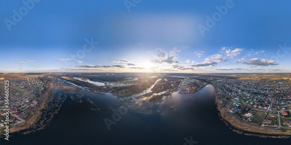 Fototapeta Clear sky environment map of summer weather. Full 360 Degree Aerial Panorama in equirectangular equidistant projection for VR AR content.