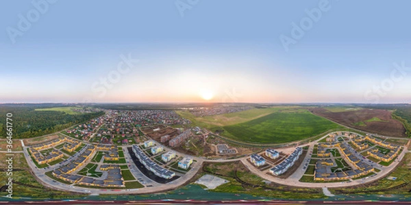 Fototapeta Sunny summer evening. Clear sky environment map. Full VR 360 Degree Aerial Panorama 360 panorama in equirectangular equidistant projection for VR AR content.
