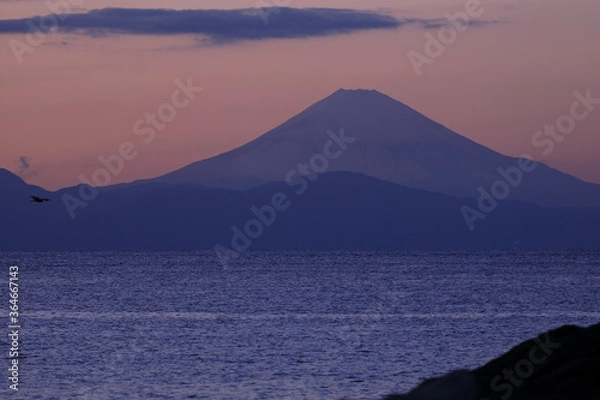 Obraz 城ヶ崎から見る夕暮れの富士山
