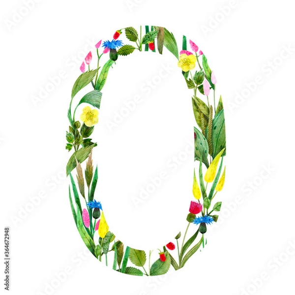 Obraz wild flowers in the form of numbers zero