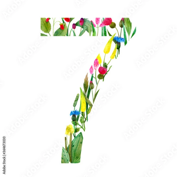 Obraz wild flowers in the form of numbers seven