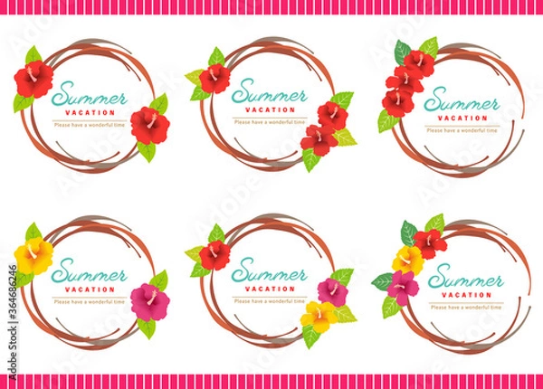 Obraz ハイビスカスのリースフレームセット【タイトル文字入り】