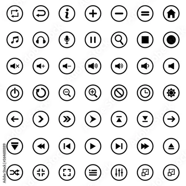 Fototapeta media player button sign icon vector symbol isolated illustrations white background