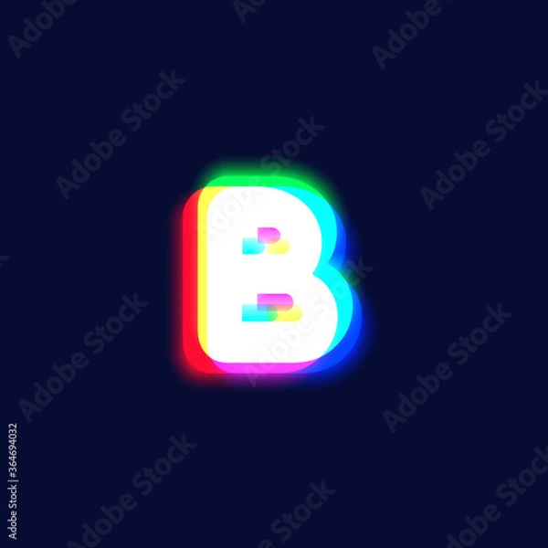 Fototapeta Realistic chromatic aberration character 'B' from a fontset, vector illustration