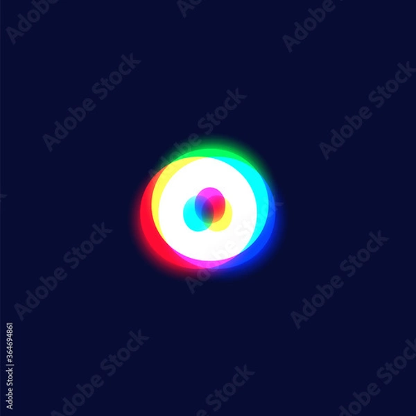 Obraz Realistic chromatic aberration character 'o' from a fontset, vector illustration