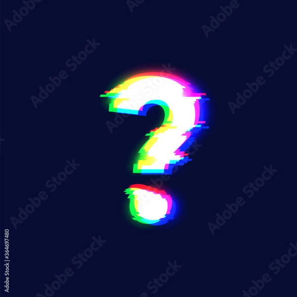 Fototapeta Realistic glitch font character 'question mark' vector illustration