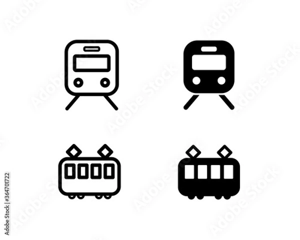 Fototapeta 電車のアイコンのセット／列車／シルエット