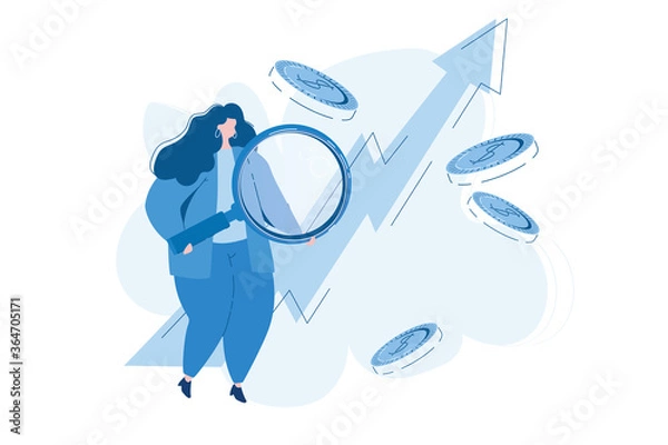 Fototapeta Rise of the career to success, business analysis. Vector illustration for web banner, infographics, mobile. 