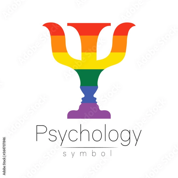 Obraz Vector psychology LGBTQA symbol. Pride flag background. Icon for gay, lesbian, bisexual, transsexual, queer and allies person. Can be use for sign activism or counseling. LGBT isolated on white.