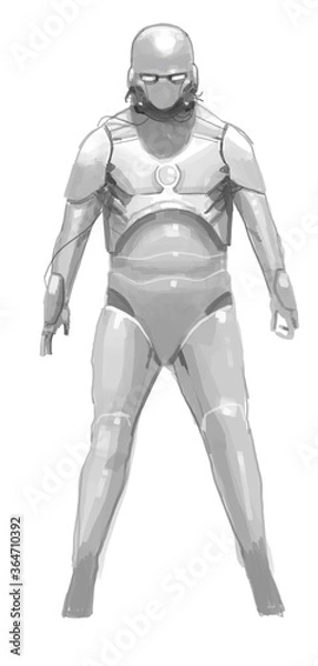 Fototapeta Creative digital painting of a man with iron suit character