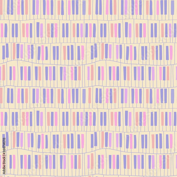 Fototapeta Abstract geometric motif. Seamless pattern with piano keyboard. Vector music theme illustration.