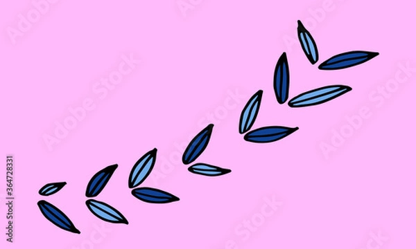 Fototapeta Collection of hand drawn leaves. Doodle illustration. Simple floral elements isolated on pink background