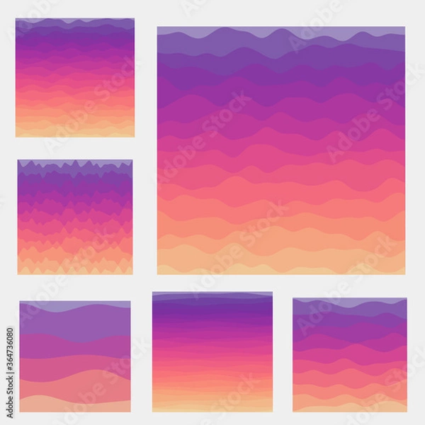 Obraz Abstract waves background collection. Curves in sunset colors. Appealing vector illustration.