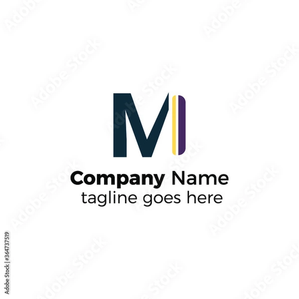 Fototapeta two colors m logo design icon vector illustration simple line
