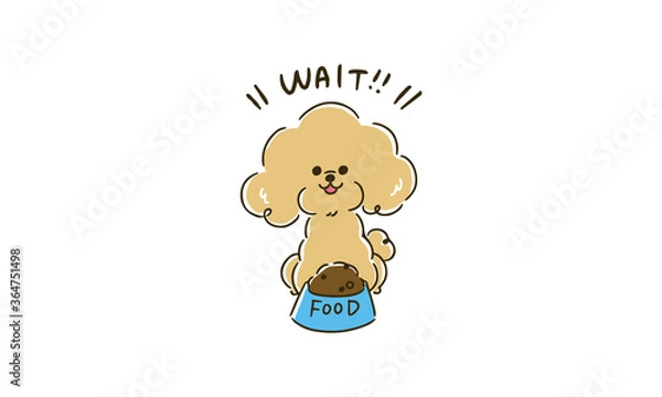 Fototapeta 待て（マテ）をするトイプードルのベクターイラスト