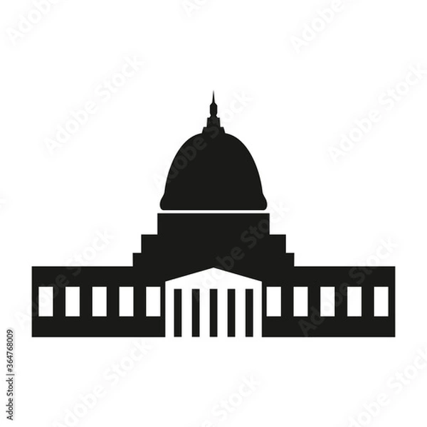 Obraz Washington capitol with tall columns black monochrome silhouette isolated.