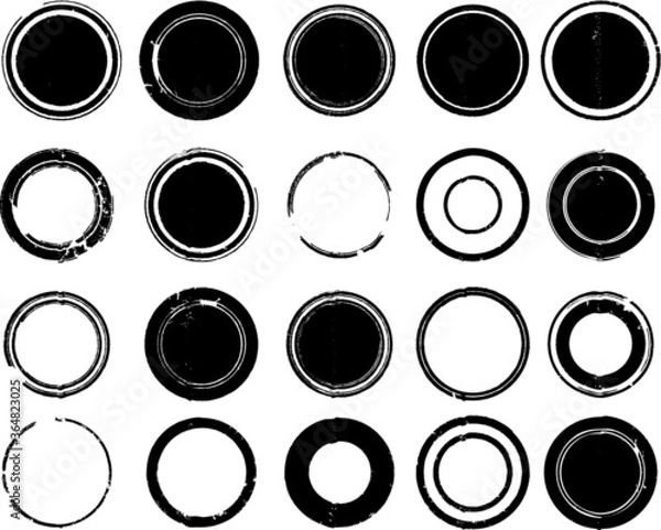 Fototapeta Grunge post Stamps Collection, Circles. Banners, Insignias , Logos, Icons, Labels and Badges Set . vector distress textures.blank shapes.