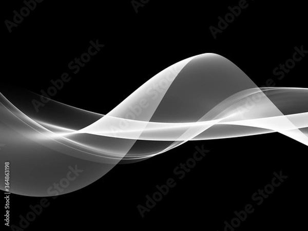 Fototapeta Abstract white wave on black background