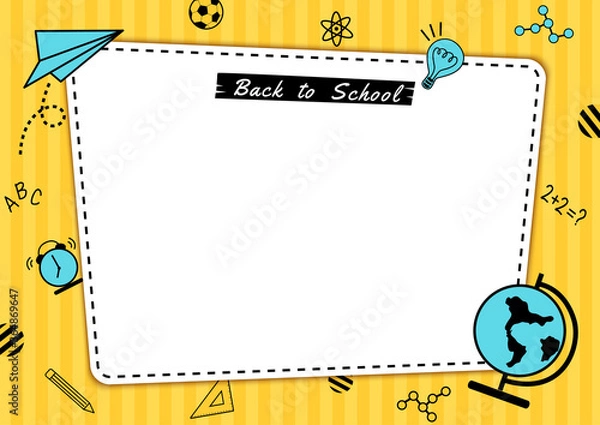 Fototapeta Back to school frame yellow background