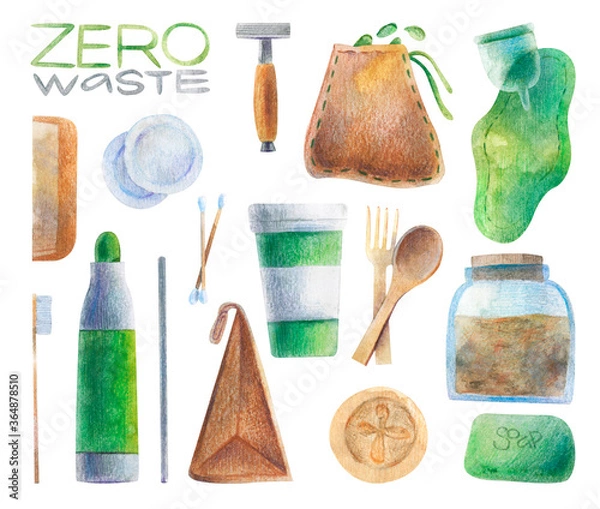 Obraz Group of elements zero waste with the name