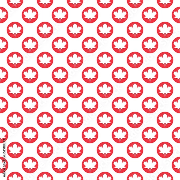 Obraz Seamless geometric patterns with with maple leafs in circle shapes