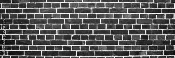 Fototapeta Panoramic image of black brick wall. Texture of black brick wall. Background of black brick wall