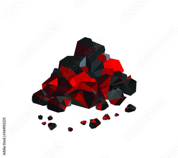 Fototapeta Pile of vector burning coal, ember