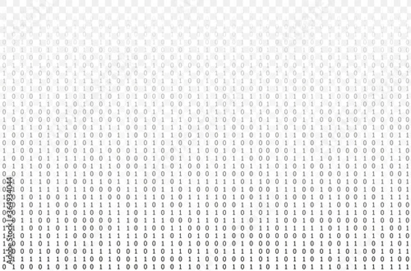 Fototapeta Vector transparent matrix data background template, black and white, isolated background, minimal design, gradient transparency.