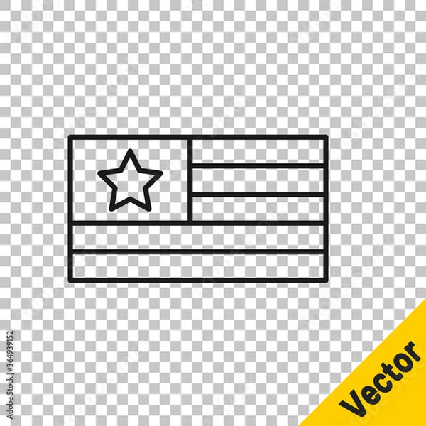 Fototapeta Black line American flag icon isolated on transparent background. Flag of USA. United States of America. Vector.