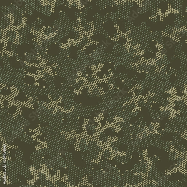 Fototapeta Khaki Seamless Digital Camouflage, Graphic Art.  Repeated Vector Green Modern, Camo Wrapping. Beige Repeated Monochrome Camouflage, Graphic Pattern. Seamless Vector Patterd Design.