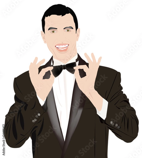 Fototapeta Portrait the man in a classical tuxedo
