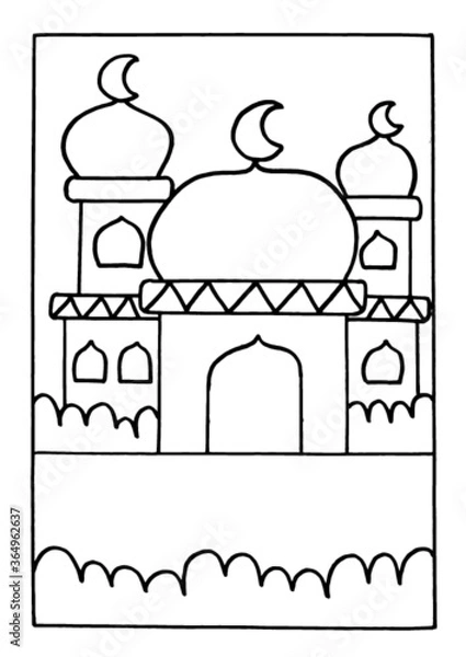 Obraz mosque coloring sheets, places of worship for Muslims.