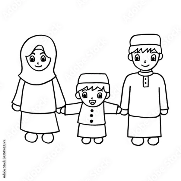 Fototapeta a family walks together to welcome a good day