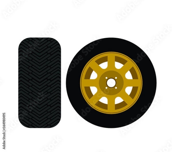 Obraz Wheel rims with tire vector 