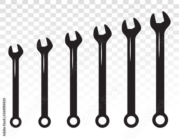 Fototapeta set of spanner / basin wrench combination flat icon for apps or websites