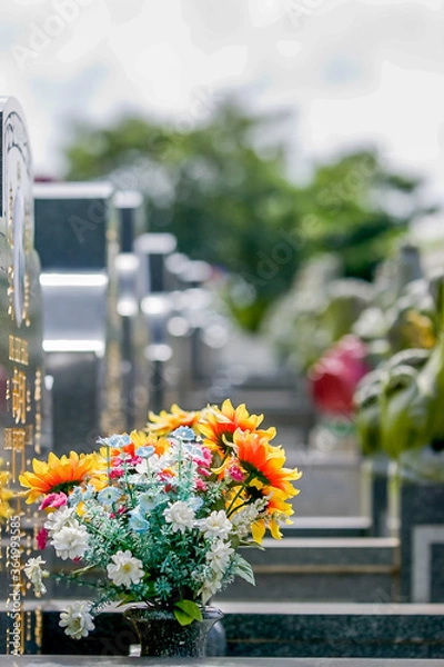 Obraz Chinese grave with flowers