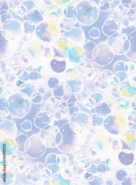 Fototapeta seamless pattern with the image of soap bubbles. Watercolor painting on texture paper. For Wallpaper, interior fabric, clothing, printing, etc.