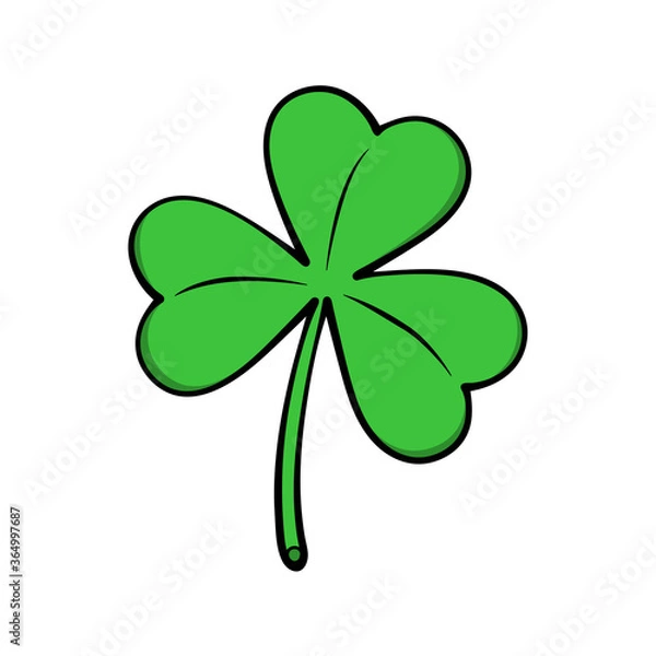 Fototapeta Shamrock Happy Saint Patrick's day three leaved clover green cartoon illustration art vector EPS 10