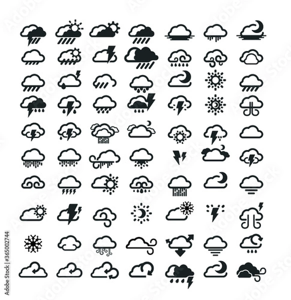 Fototapeta Outline Weather Icons
