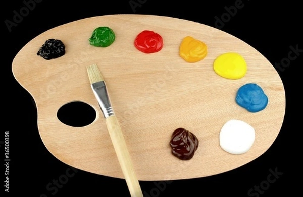 Obraz Pallet and Paint brushes