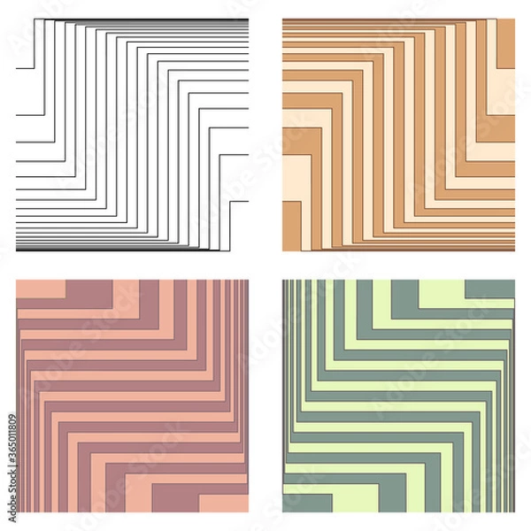 Fototapeta Vector striped rhythmic elements backgrounds set