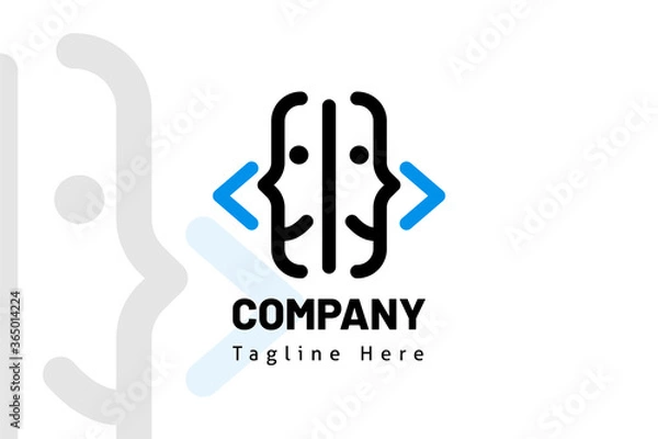 Obraz double face human smile with web code illustration logo template