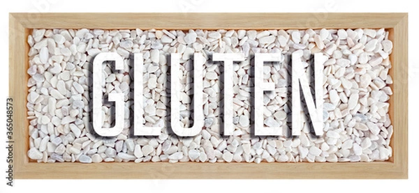 Obraz gluten word on frame with white stone