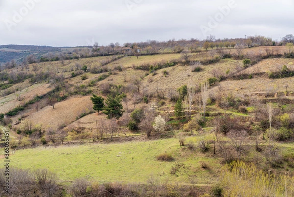 Obraz Mountain landscape, fields in the valley