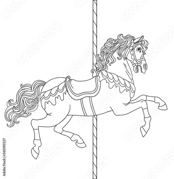 Obraz Carousel Horse, Merry go round horse, French carousel.  Vector illustration of carousel horse on carnival ride