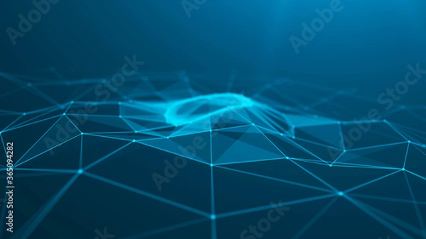 Fototapeta Sound wave. Abstract current wave surface of ring circumferential lines. Data technology illustration. Big data visualization. 3d rendering.