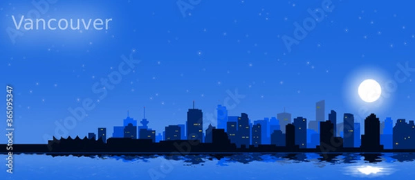 Fototapeta Vancouver skyline set in an atmospheric night setting.