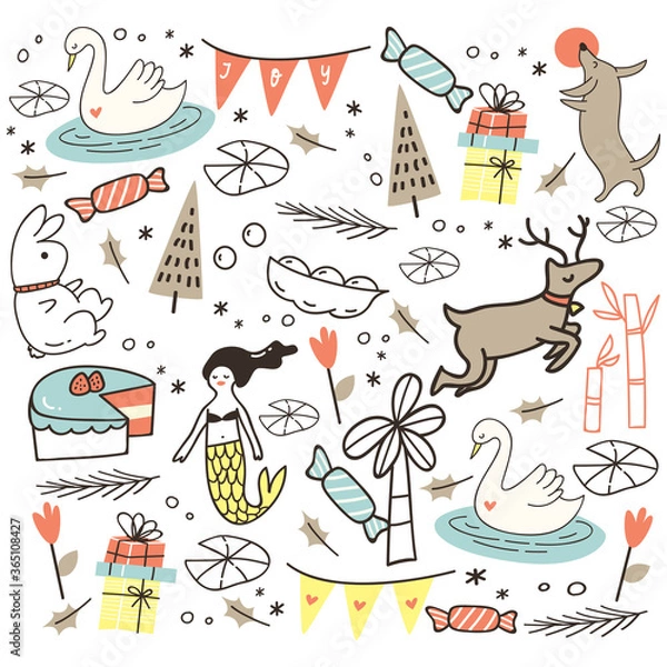 Obraz Set of abstract doodle vector illustration