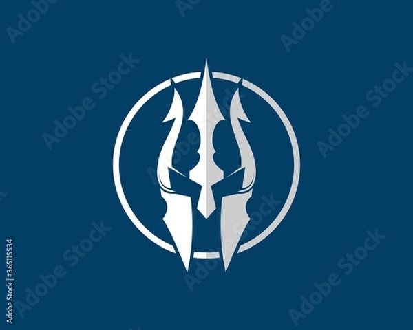 Fototapeta Silver spartan helmet and trident