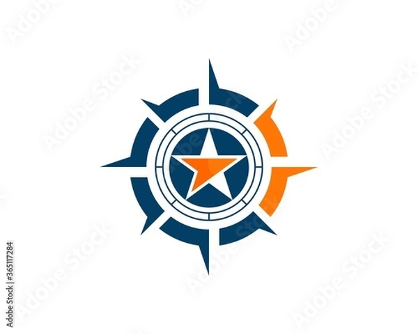 Fototapeta Modern compass with star direction inside